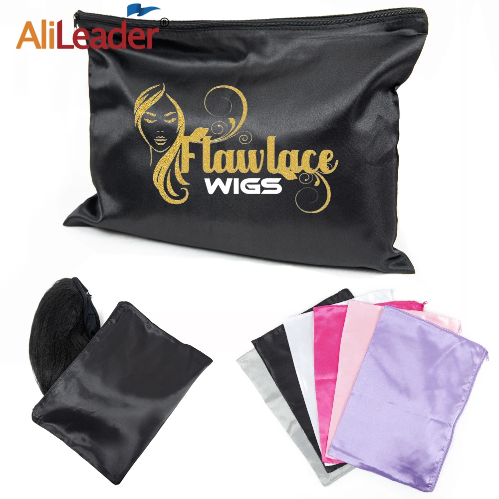 Zipper Satin Wig Bag 35X25Cm Satin Silk Hair Extensions Packaging/Storage Bags For Multiple Wigs Bundles Hairpiece Packaging Bag