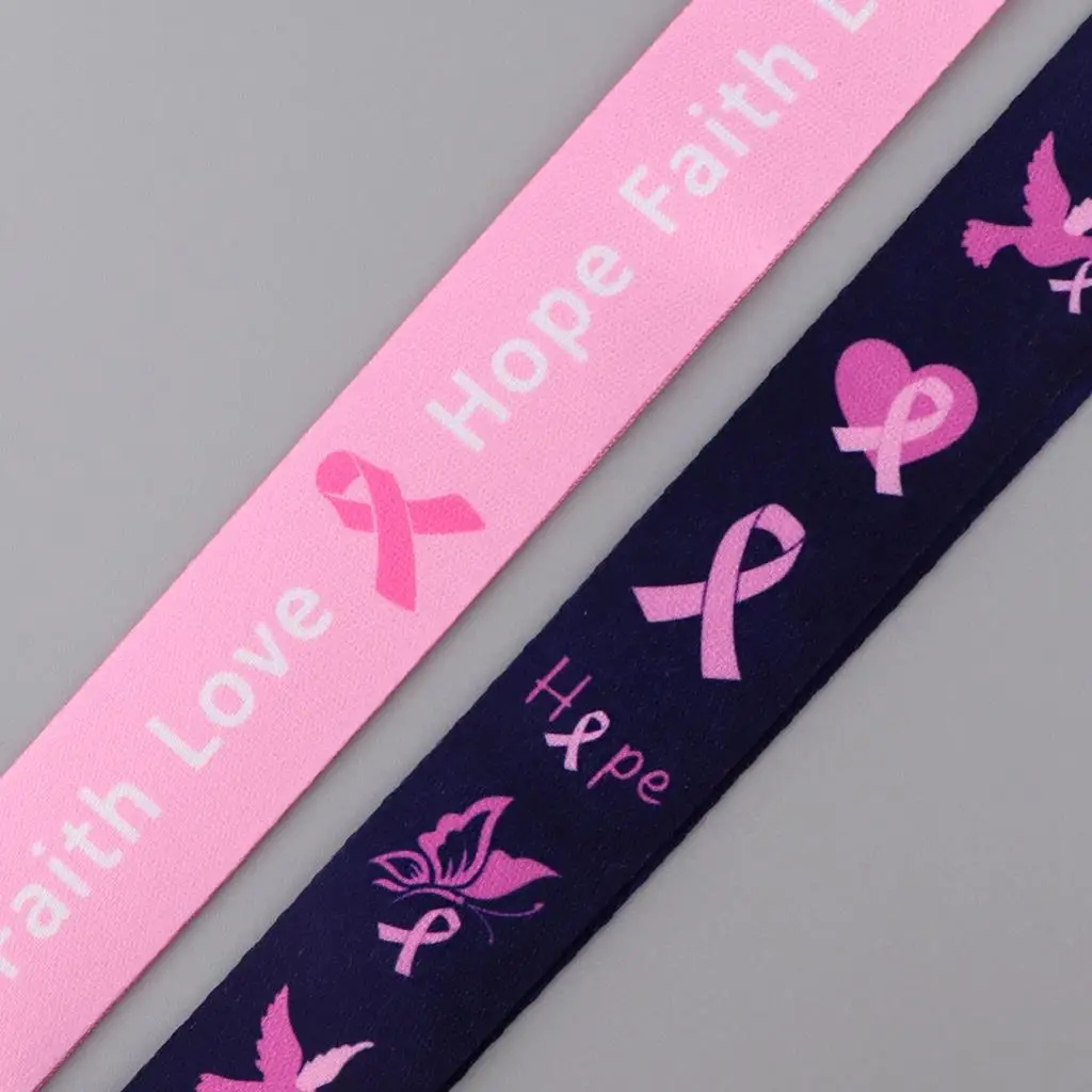 Breast Cancer Awareness Lanyard Pink Ribbon Neck Strap For Card Badge Gym Keychain DIY Hanging Rope Phone Accessories