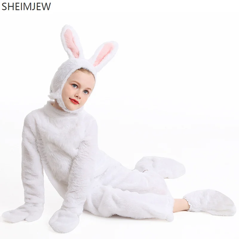 

Rabbit Cosplay Costume Girls Boys Furry Cute Baby White Rabbit Costume Halloween Carnival Party Children's Stage Jumpsuit 2025