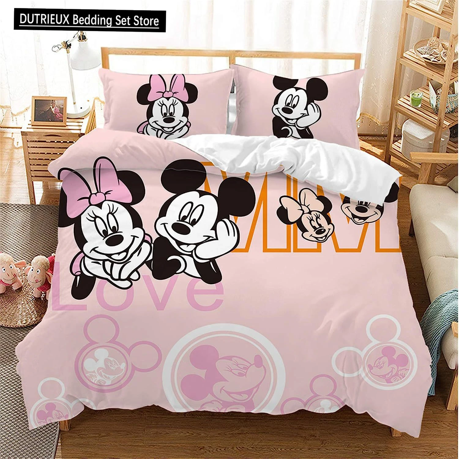 

Disney Cartoon Mickey Mouse Pattern Bedding Set Children's Bed Double Bed Bedroom Pillowcase Duvet Cover Three Piece Set