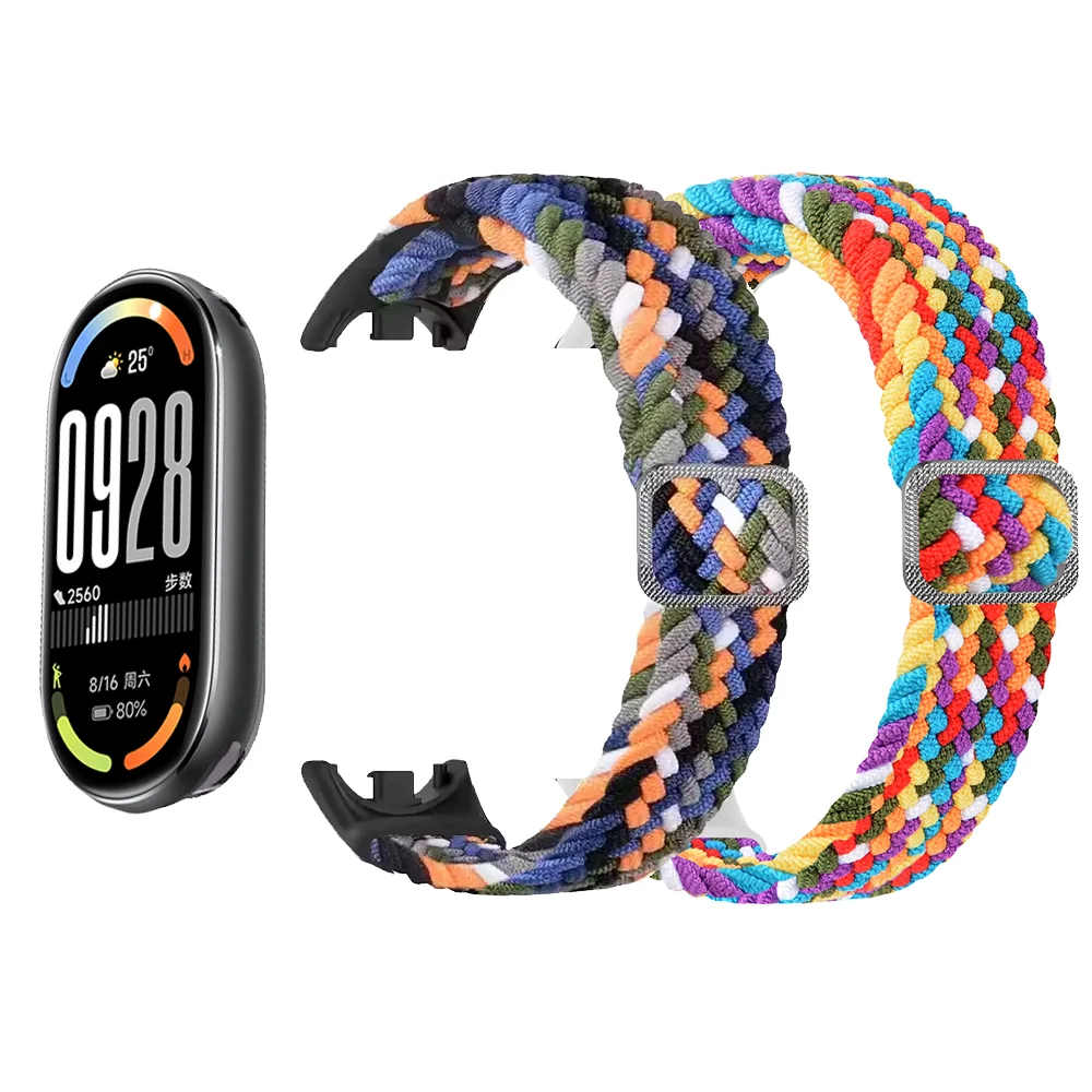 Nylon Solo Loop Strap for Xiaomi Mi Band 10 Braided Elastic Stretchable Watchbands correa bracelet on Miband 10 9 8 mi band9 NFC
