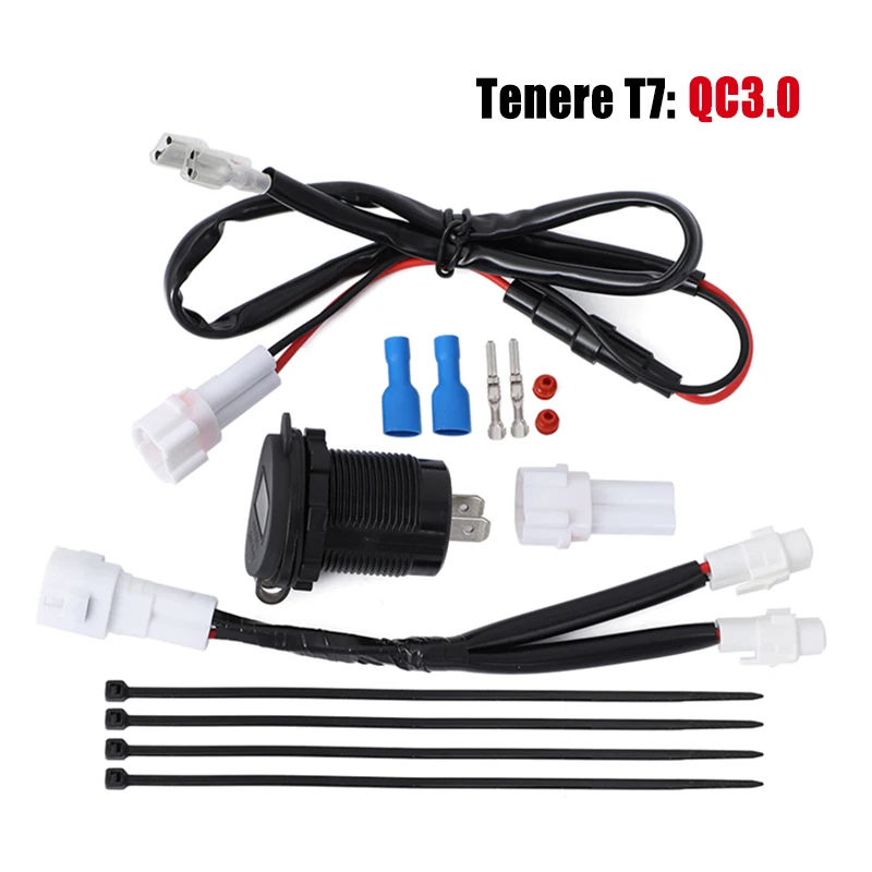 Quick Charge 3.0 For Yamaha Tenere T7 USB Charger QC3.0 charger cable set with Port Splitter Kit Plug and Play