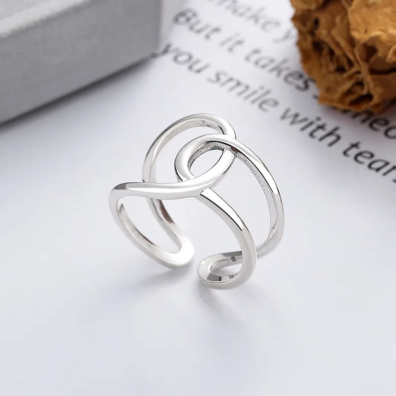 925 Sterling Silver Line Irregular Adjustable Rings For Women Wedding High Quality Jewelry Wholesale Jewellery Money 925