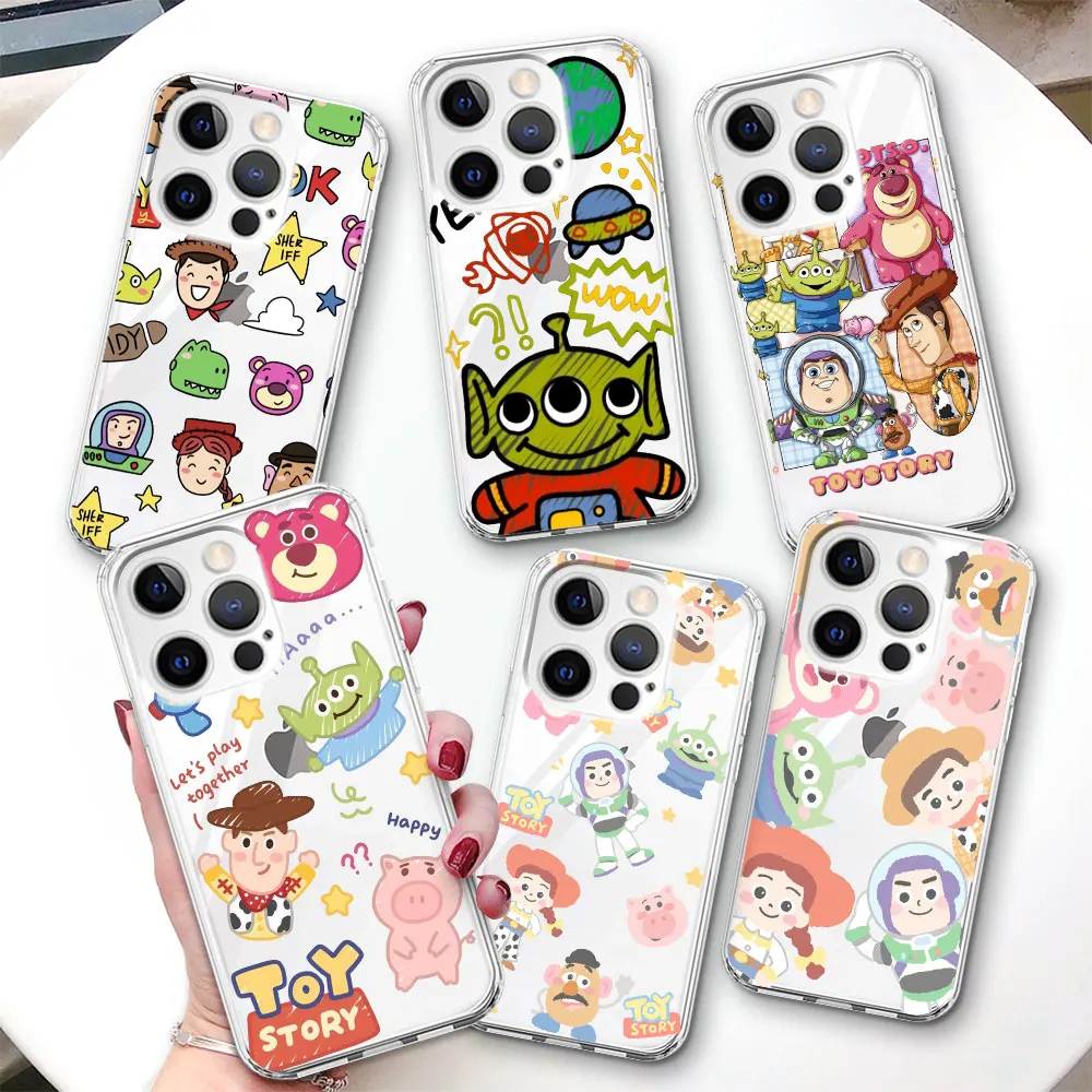 Disney Cartoon Toy Story Case for Apple iPhone 11 15 Plus 13 12 Mini 7 8 X XS XR 14 Pro Max Transparent Soft Silicon Phone Cover