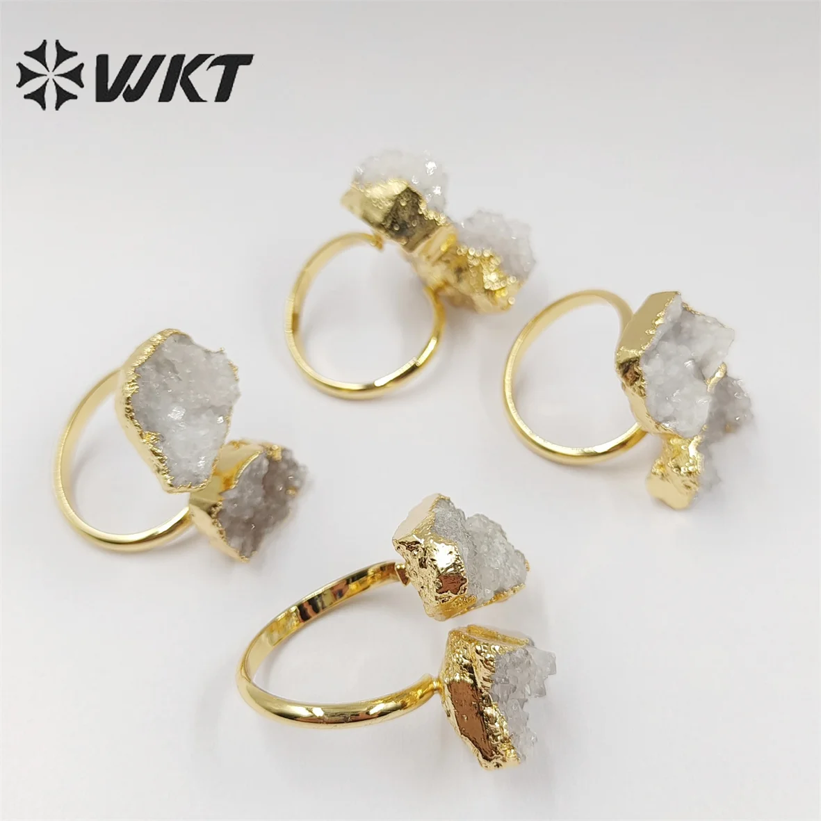 WT-R461 WKT 2023 New Arrival Natural Druzy Quartz  Wedding Classic Model Ring For Women High-Quality Dance Party Cute Style