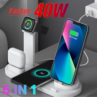 40W 5 in 1 Charging Dock Charger Stand For Apple Watch AirPods iPhone 15 14 13 12 11 XS XR X Samsung S24 Charging Base Station