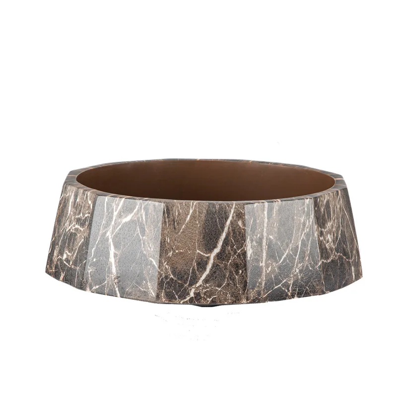 

Marble pattern fruit plate in the sales office, simple model room rotating fruit plate, resin creative coffee table tray