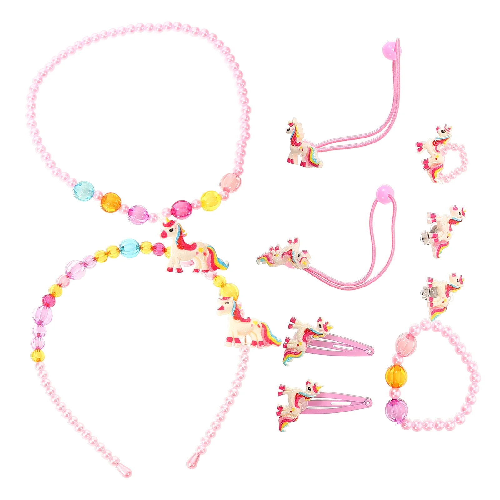 1 set 1 Set Kids Jewelry Set Plastic Gems Necklace Bracelet Earring For Toddler Girls Little Girl Gift Decorative Dress Up Shiny