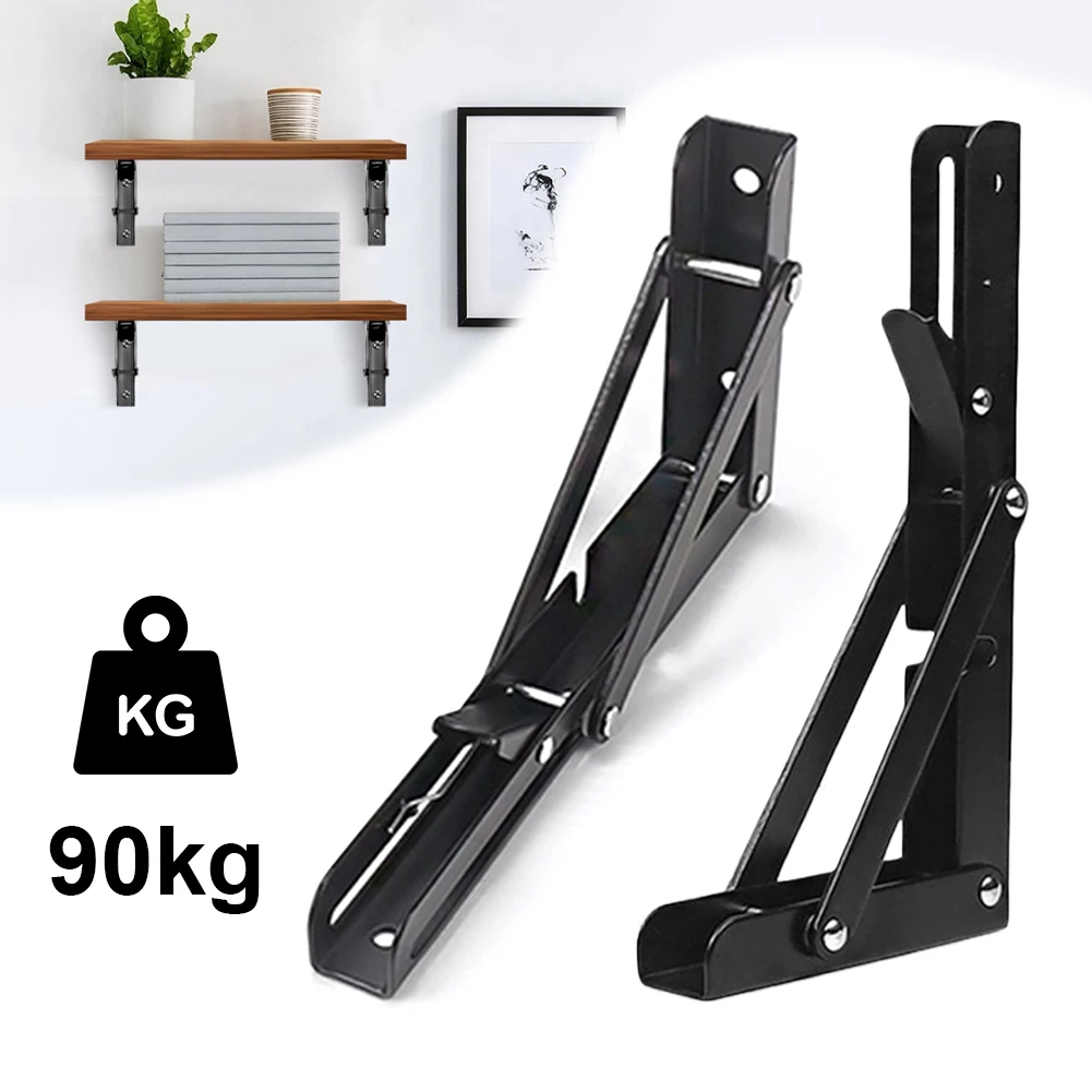 2個の折りたたみ式棚ブラケット 最大耐荷重90kg/198ポンド 壁掛け棚ブラケット 高耐久フローティング棚ブラケット ホームオフィス用
