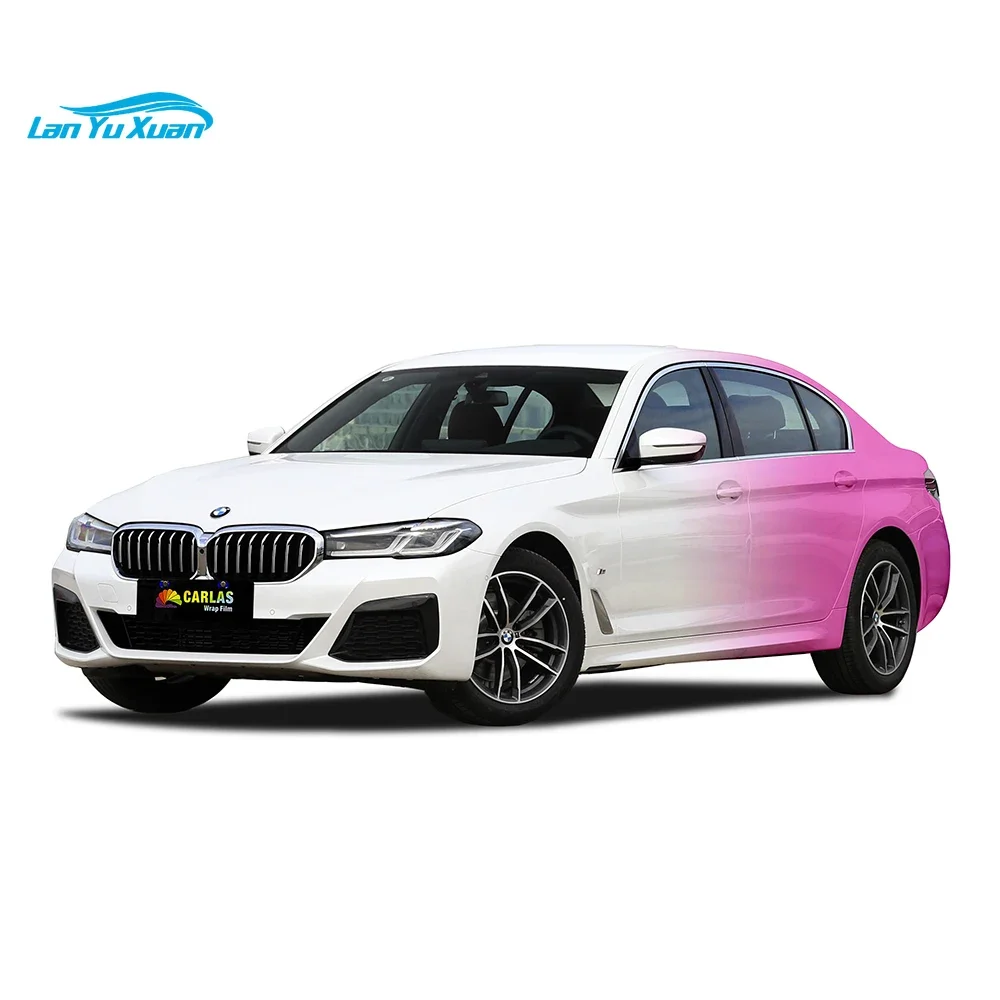 PVC  Pink to White Gradient Vehicle Wrap Printing Sticker Car Wrap Vinyl Film Auto Color Changing Film