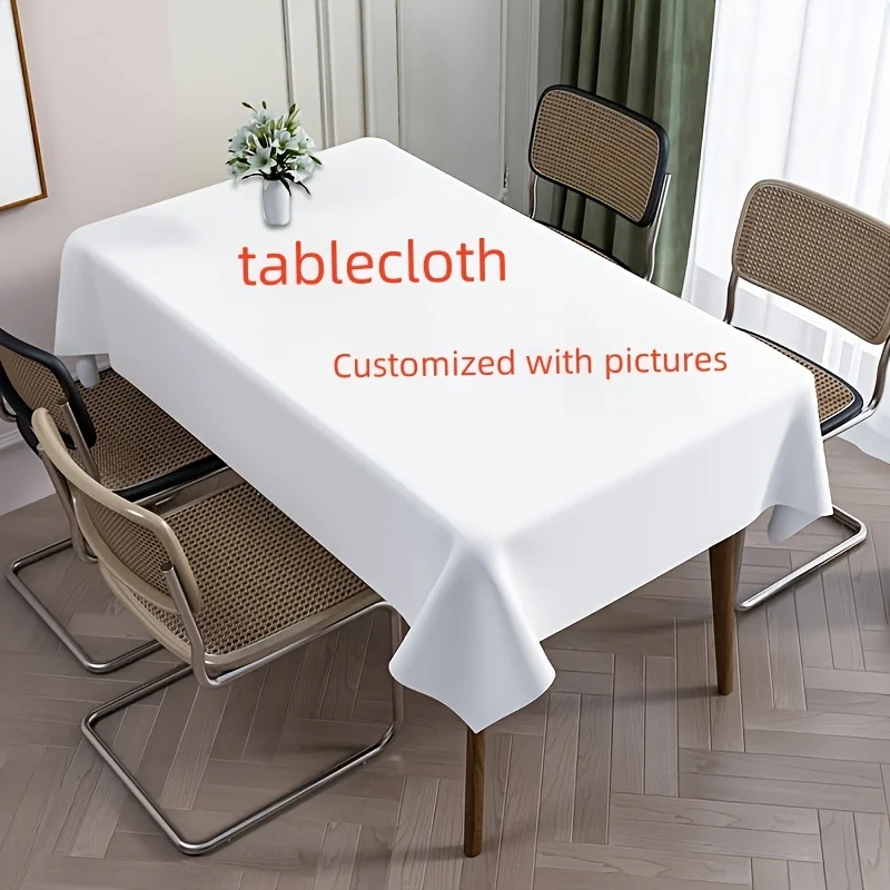 1pc Custom Photo Polyester Tablecloth Holiday Party Table Decor Personalized Kitchen Dining Tablecloth Wedding Decoraitons