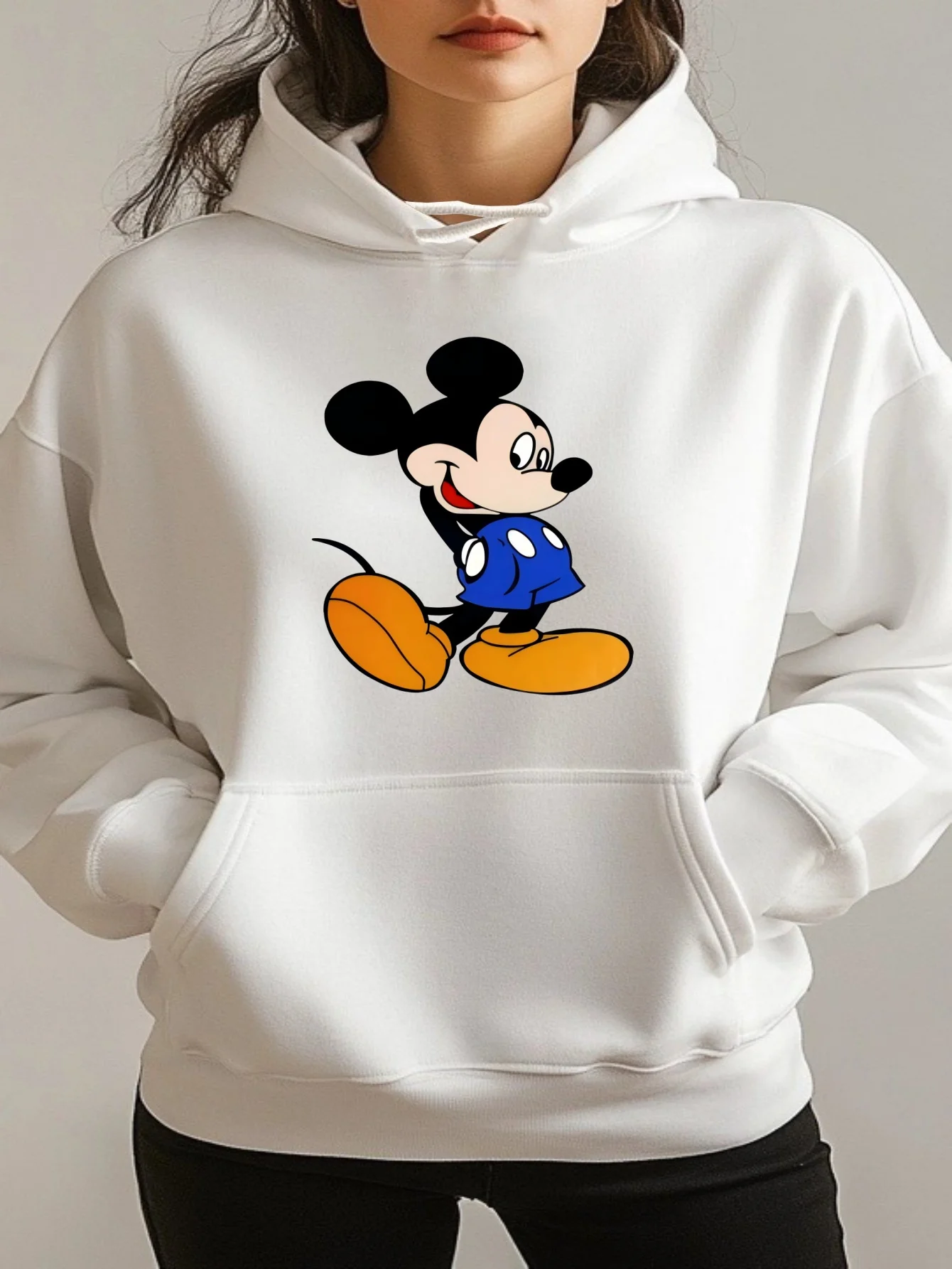 Толстовки с Микки Маусом Disney, модные толстовки унисекс большого размера, осенне-зимние флисовые повседневные универсальные уличные кофты