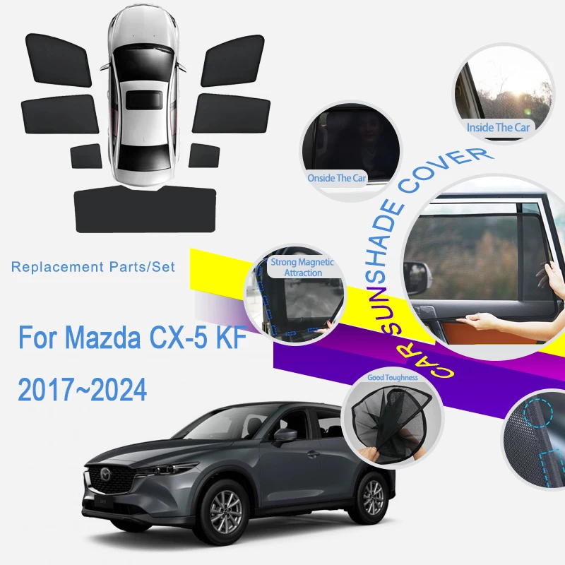 

Car Coverage Sunshade For Mazda CX-5 CX5 CX 5 KF MK2 2017~2024 Anti-UV Visor Sun Shade Black Sunshield Auto Interior Accessories