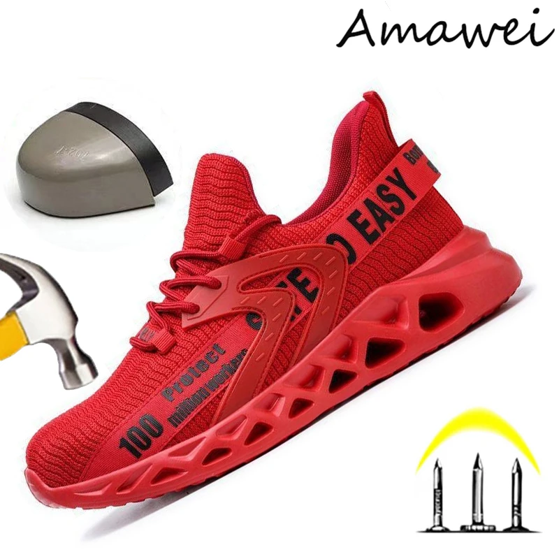 New Fashion Men Work Safety Shoes Anti-puncture Working Sneakers Male Indestructible Work Shoes Men Boots Men Shoes Safety Boots