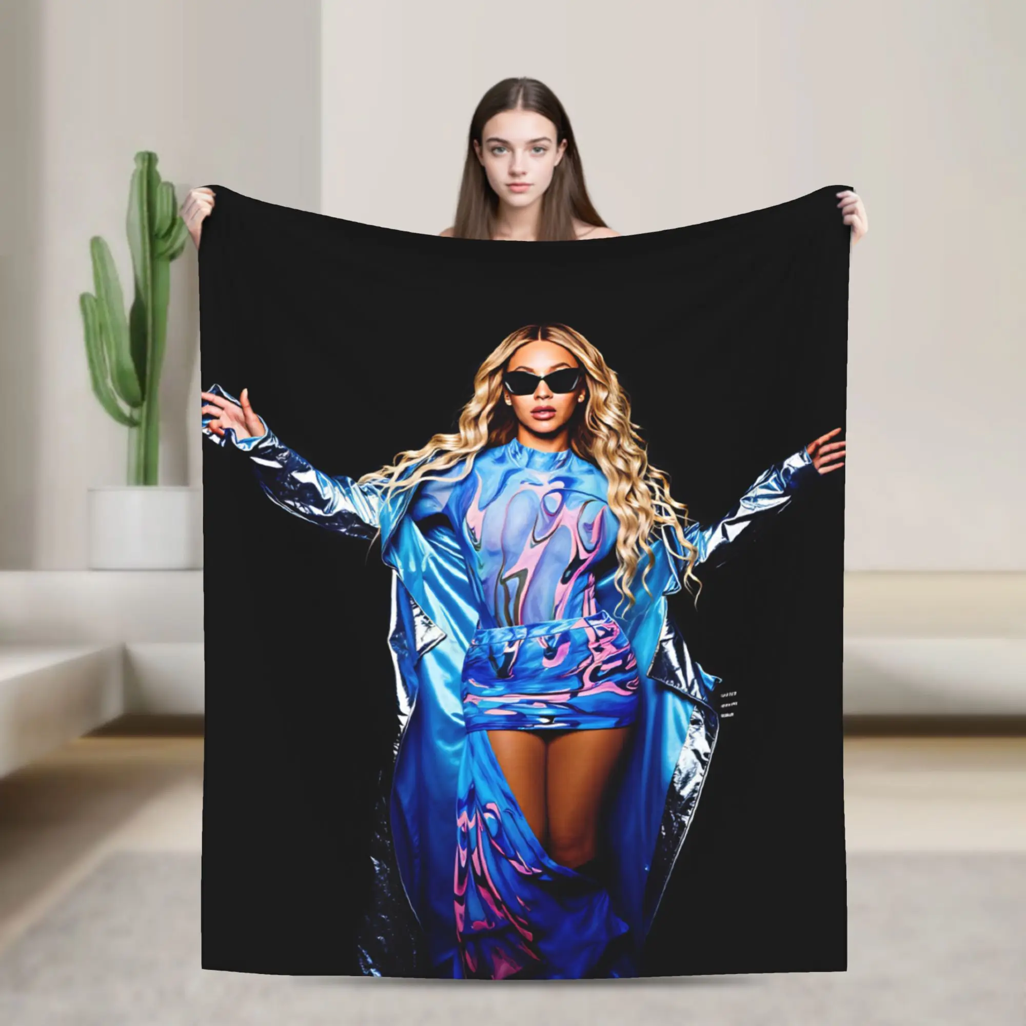 Pop Music Beyonce  Blanket  Soft Warm Fluffy Plush Throw Blanket For Boy Girl Couch Chair Sofa Bed Flannel Bedspread Bed Cover