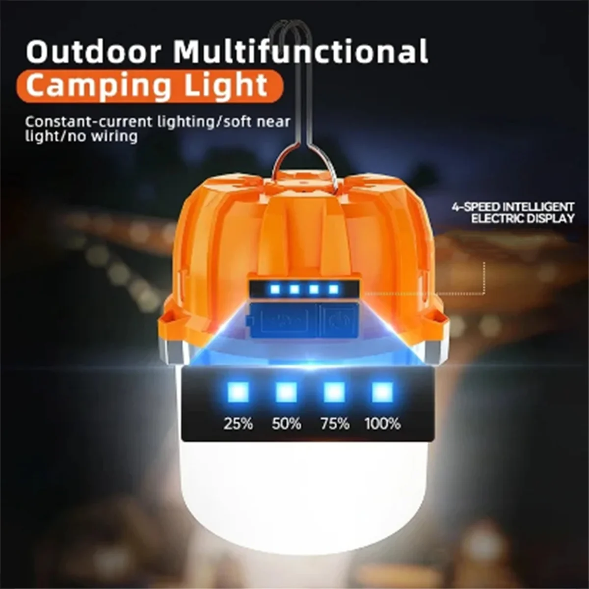 ABZV-USB 充電式 LED キャンプライト屋外キャンプバーベキューテントハンギングランタン緊急電源銀行