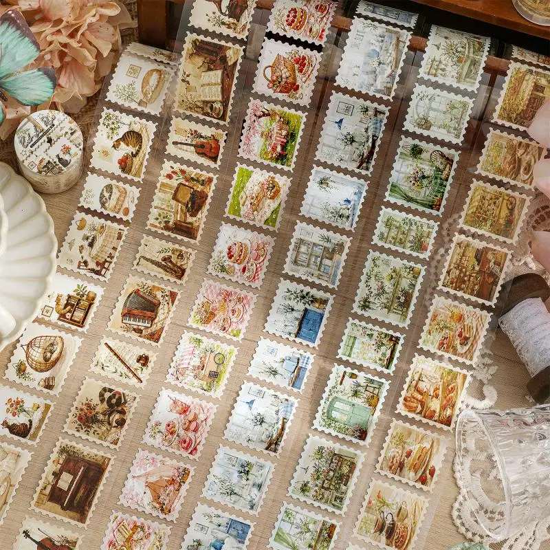 1roll New Flower Home Series Stamps Decorative Stickers Cute Bread Stamps Decoration Case Journal Diy Handbook Stickers