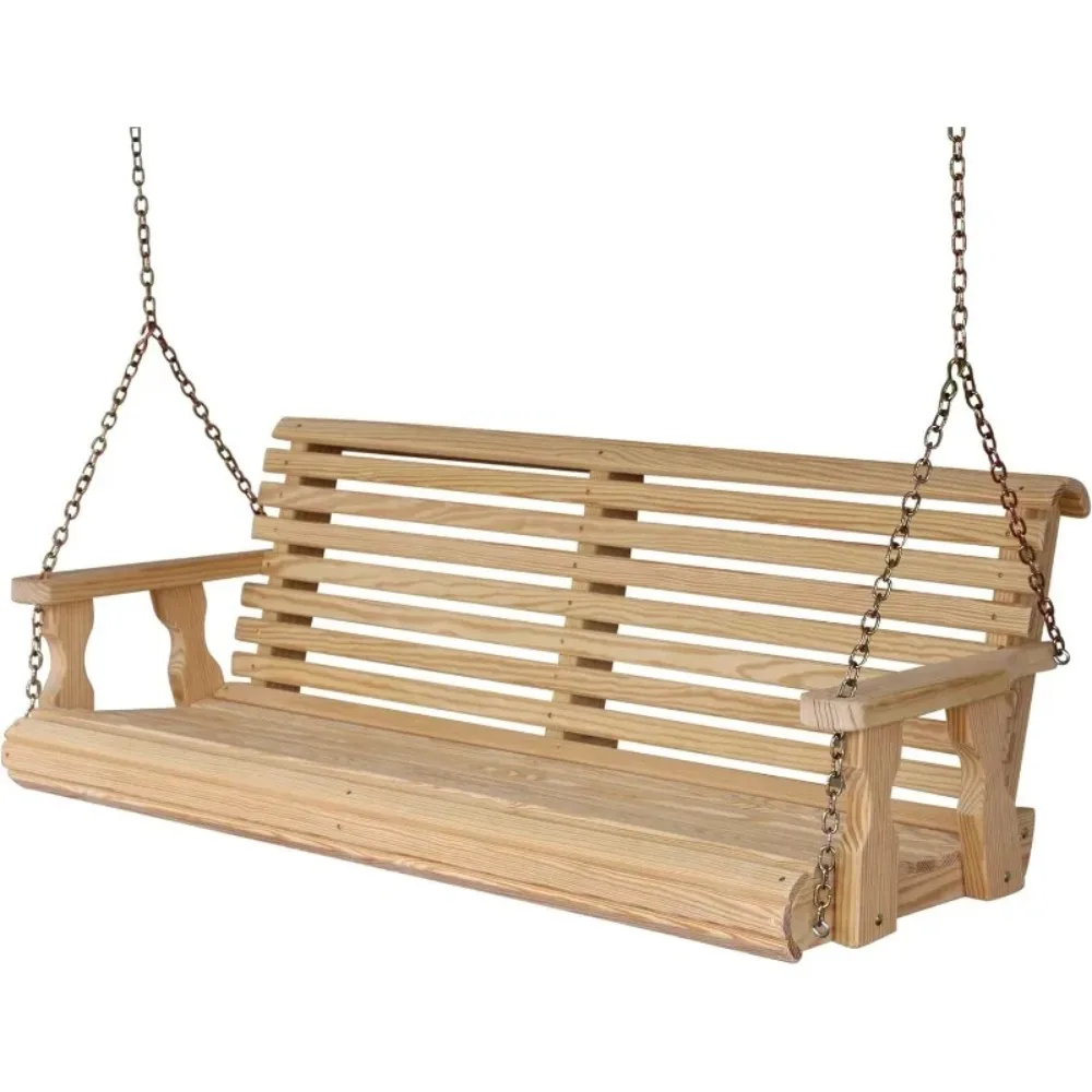 

Heavy Duty 800 Lb Roll Back Treated Porch Swing with Hanging Chains (5 Foot, Unfinished)