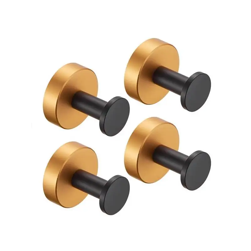 

Round Base Wall Hook with Screws - Black and Gold Towel Hooks, 4-Pack for Entryway, Shoe Cabinets, Wardrobes, and Bathroom