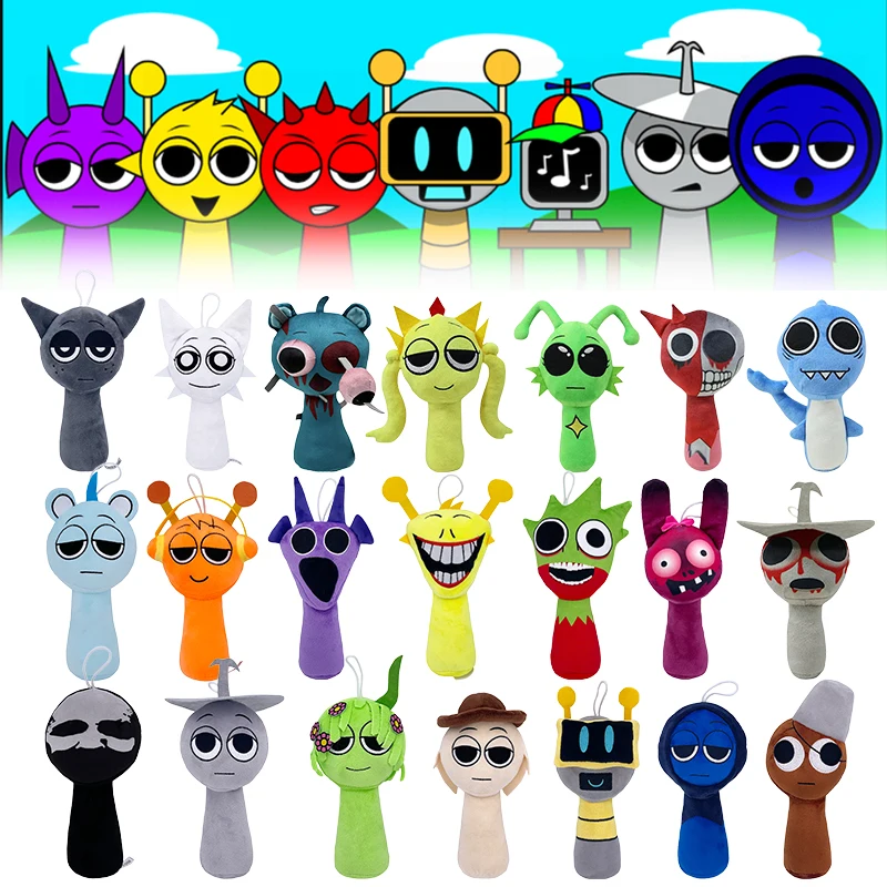 34style Sprunki Plush Toys Sprunki Incredibox Plush Cartoon Stuffed Dolls Horror Game Cute Pillow Room Decoration Birthday Gifts