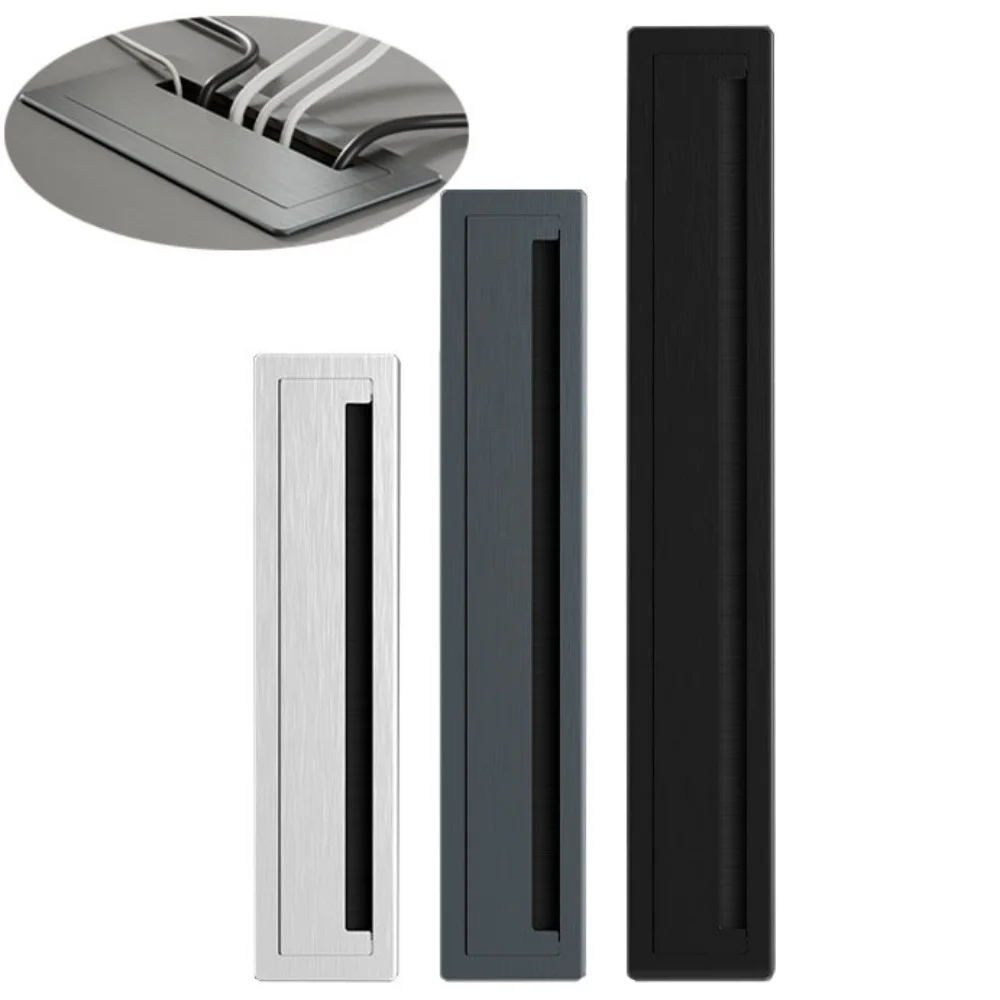 

1PC Aluminum Alloy Rectangular Desk Cable Grommets Wire Hole Cover Cable Outlet Port Surface Table Cable Hole Furniture Hardware