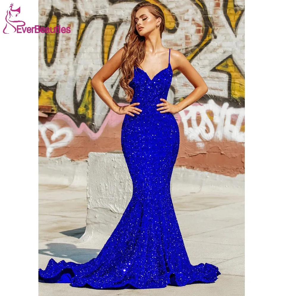 Vestidos De Gala Mermaid Prom Dresses for Women Sequin V Neck Vestidos Para Eventos Especiale Sexy Backless Party Dresses