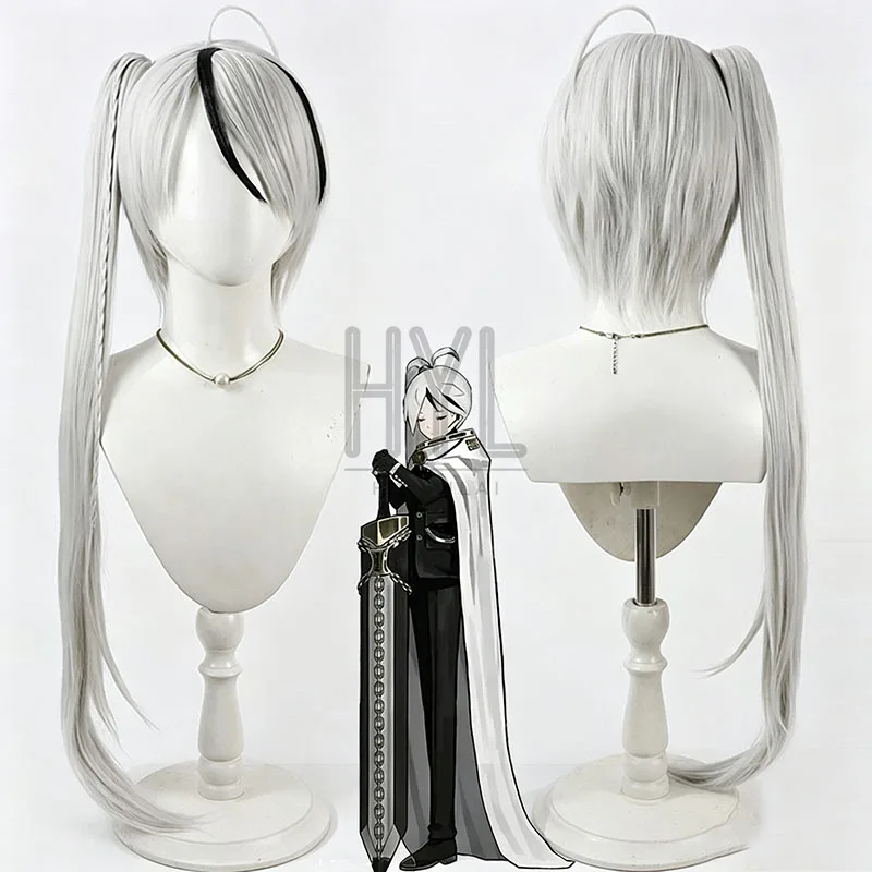 Game Library of Ruina Yan Vismok Cosplay Wig White Long Heat Resistant Synthetic Hair For Women Men Halloween Costume Party