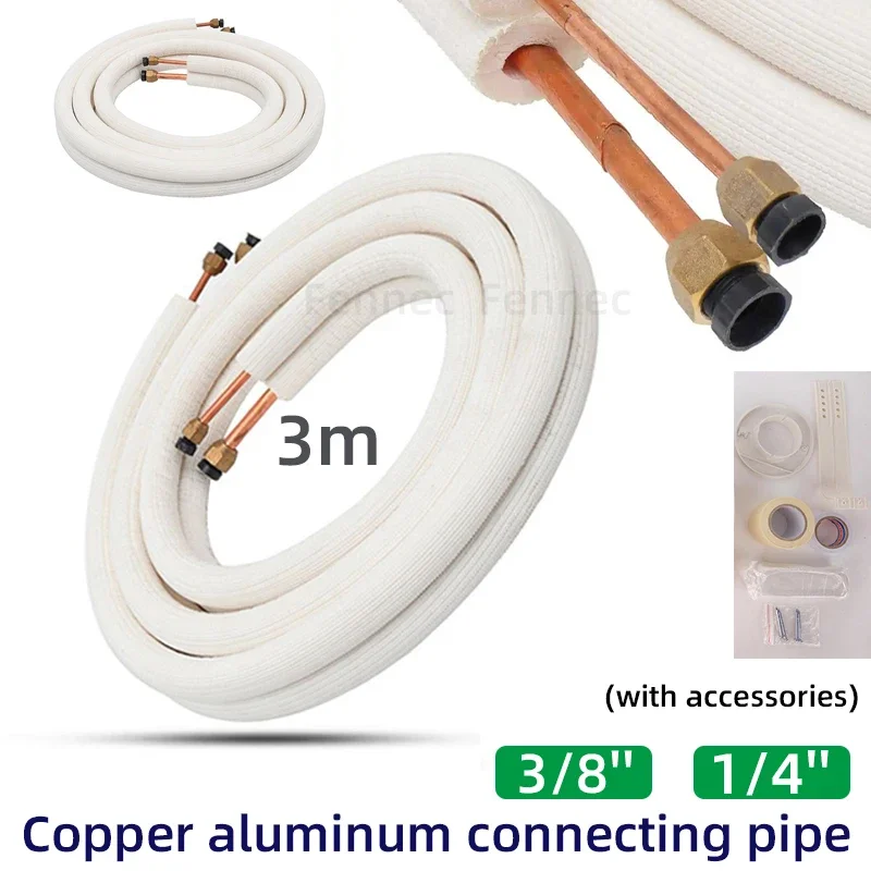 

3M Air Conditioner Pair Coil Tube 1/4In 3/8In Insulated Copper Pipe Wire Air Conditioner Parts Refrigerant Tube with Accessories