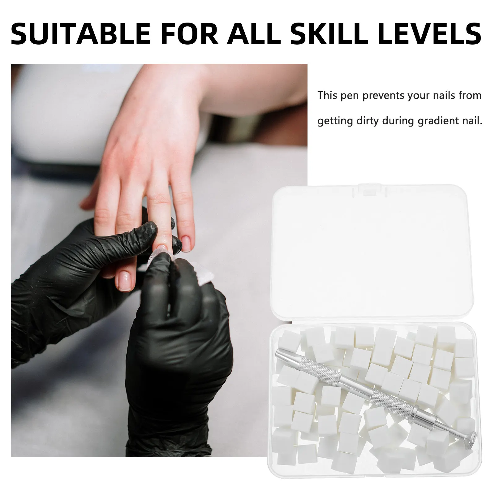 1Set Professional Nail Sponge Beauty Kit Precision Metal Grabber Nail Art Tool for Manicure DIY Gradient Nails Small Replaceable