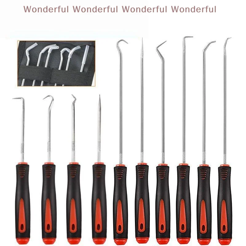 

10Pcs Car Repair Tools, Durable Oil Seal Hooks & Screwdrivers for Effective Removal of Gasket Clips & O-Rings.