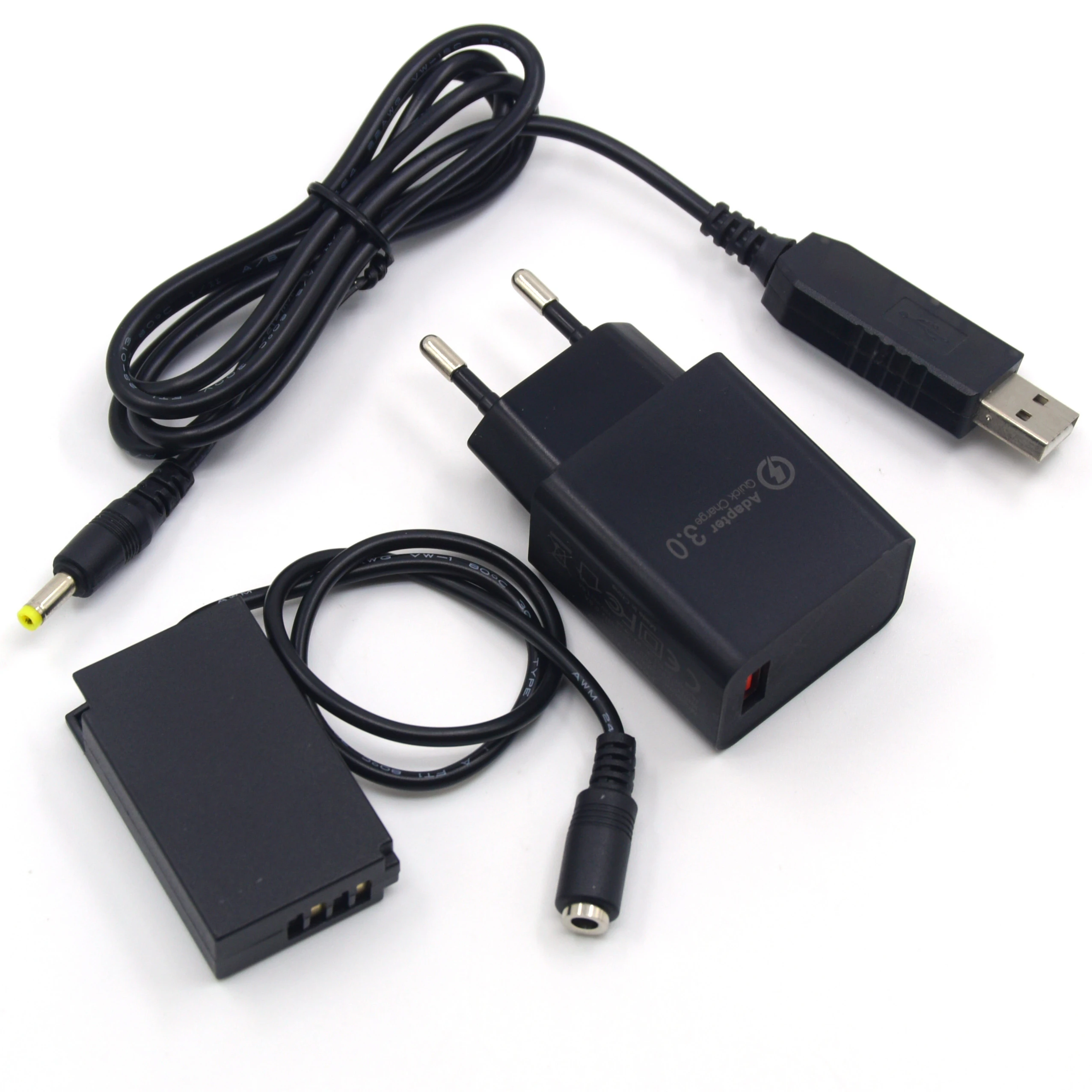 QC3.0 18W 충전기 + 프로 USB 전원 어댑터 케이블 + DC 커플러 EN-EL20 더미 배터리 EP-5C 니콘 1J1 1J2 1J3 1S1 1AW1 1V3