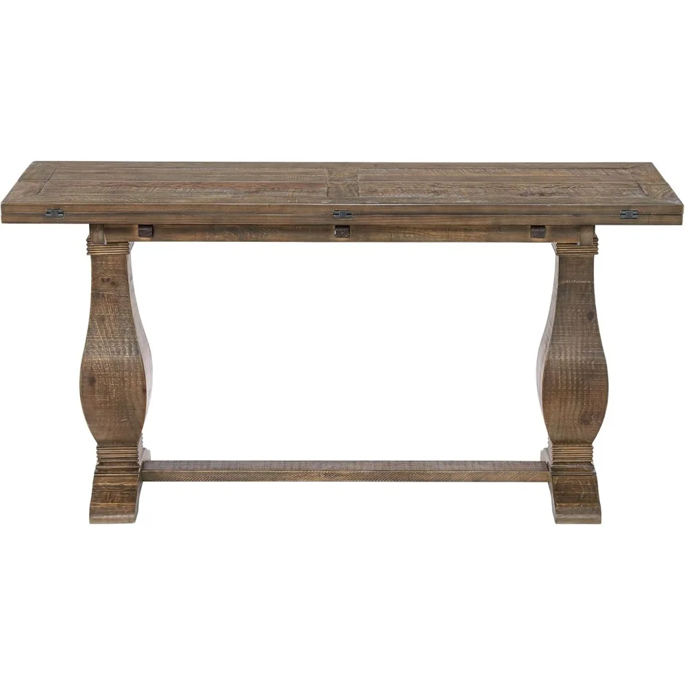 

Napa Sofa Console Table, Modular Flip Top Dining or Accent, Solid Natural Wood