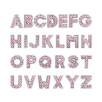 Pink rhinestones slide letter 26pcs/lot 8mm A - Z English Alphabet fit for 8mm leather wristband keychains diy charms