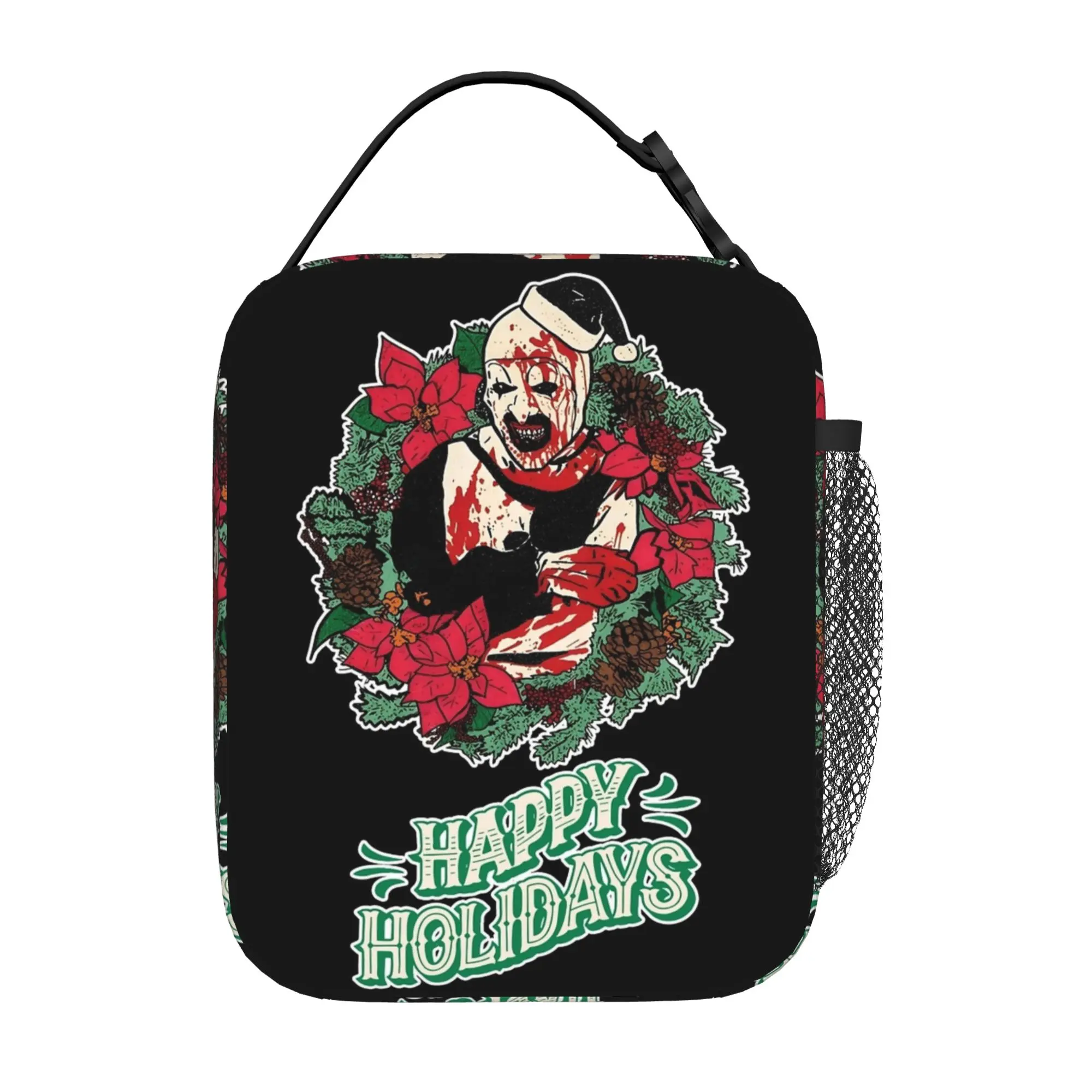 Terrifiers Christmas Santa Scary Clown Thermal Insulated Lunch Bags for School Halloween Bento Box Thermal Cooler Lunch Boxes