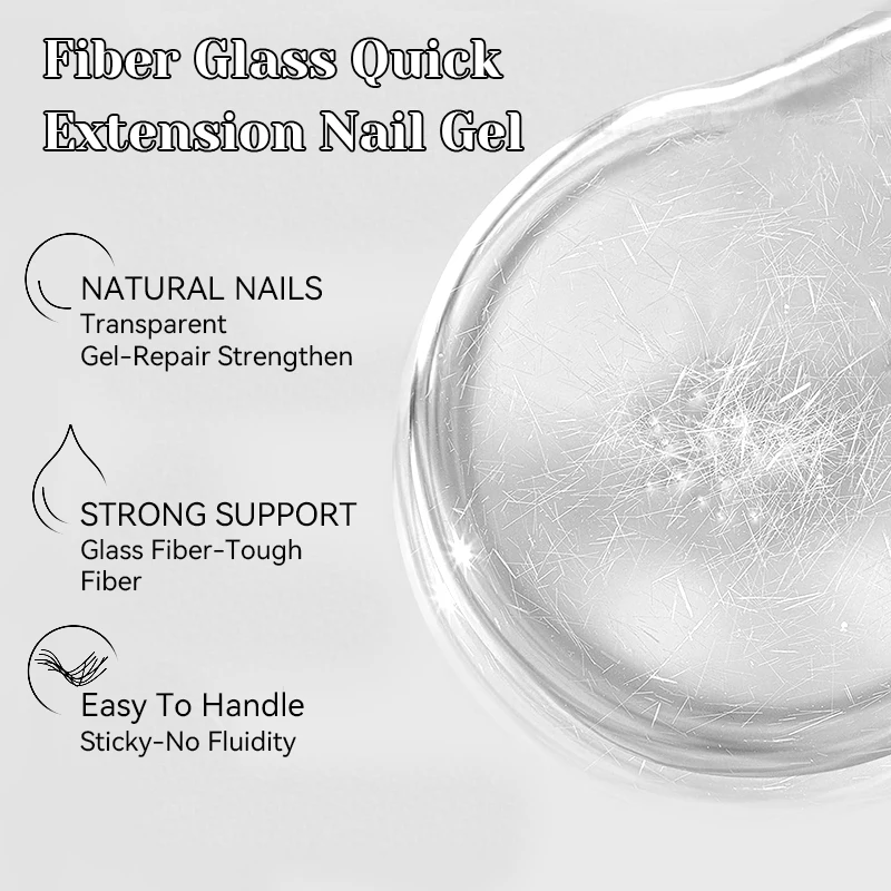 NICOLE DIARY 15ML Fiber Rubber Base Gel for Broken Nail Repaired Fiber Glass Clear Quick Construction Gel Soak Off Varnish - Image 5