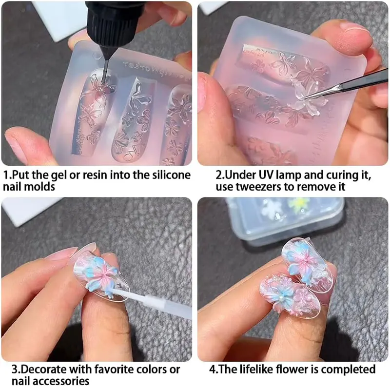 Molde 3D de silicona para decoración de uñas, dibujos animados de Hello Kitty, conejo, oso, tallado en relieve, diseño DIY, piezas de uñas, decoraciones con dijes, herramientas de manicura