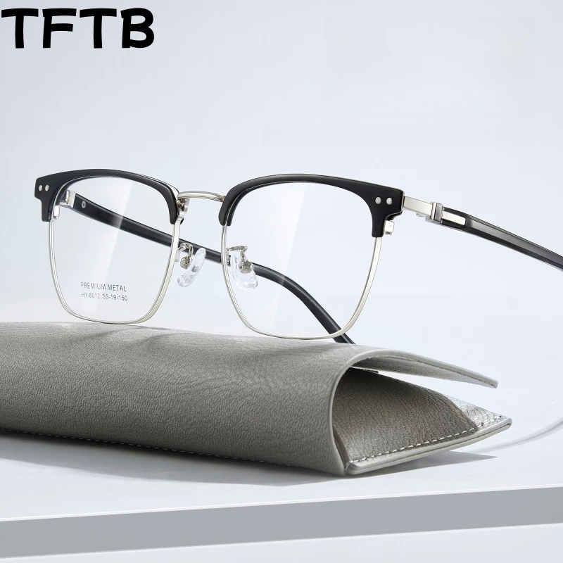 

TFTB Fashion Business Men's Glasses TR90 Alloy Retro Eyewear Big Size Temperament Optical Prescription Eyeglasses Frame 146mm