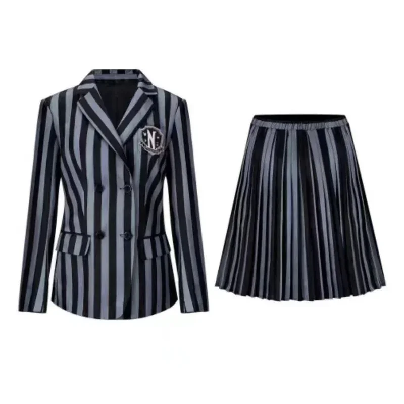 

Wednesday Kids Women Addams Cosplay Costume Kids Teenagers Girls Addams JK Academy Black School Uniform Costume$0$k
