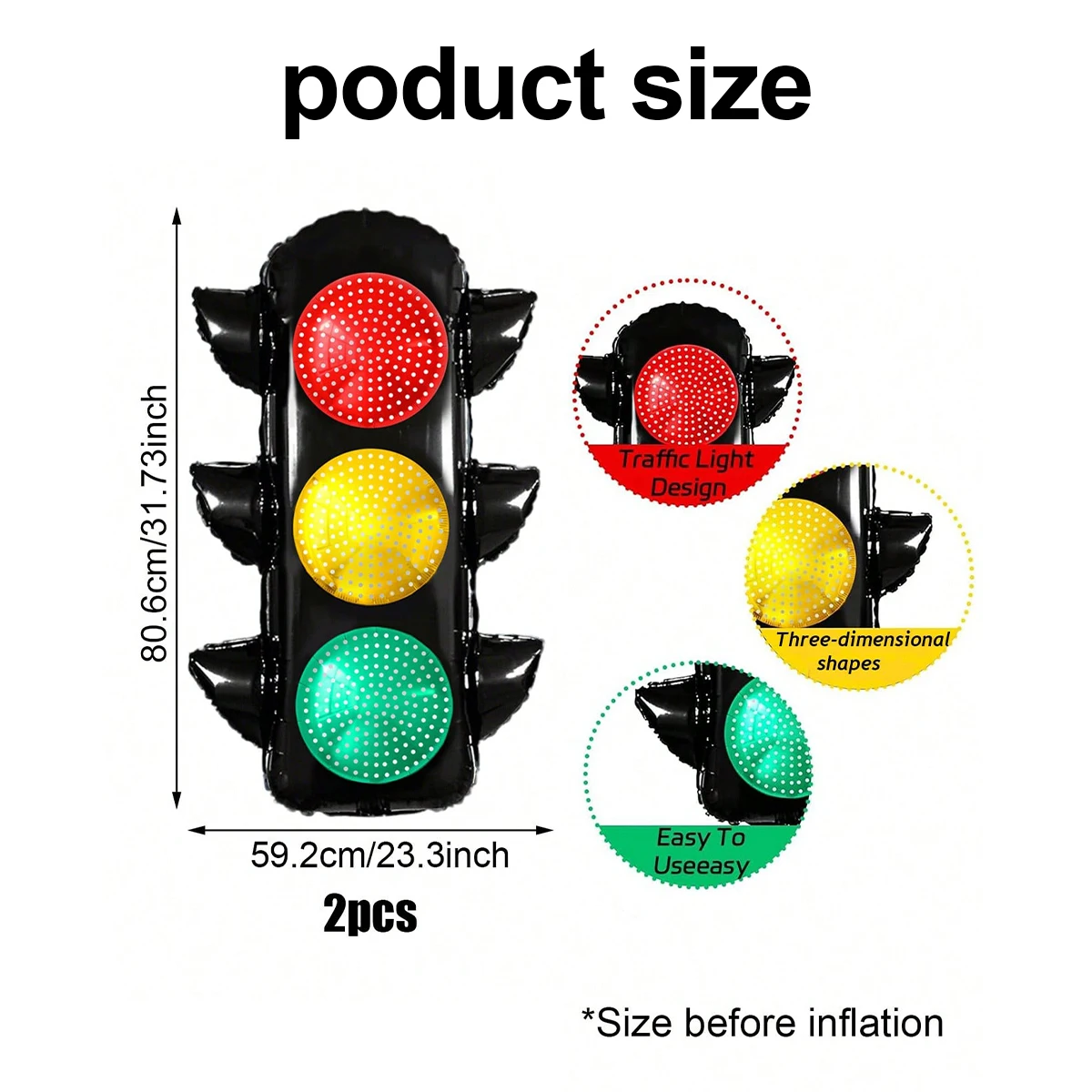 قطعتان من بالونات إشارة المرور، مناسبة لتزيين الحفلات، وديكورات أعياد الميلاد للسباق، وموضوع المرور، ومناظر المدينة