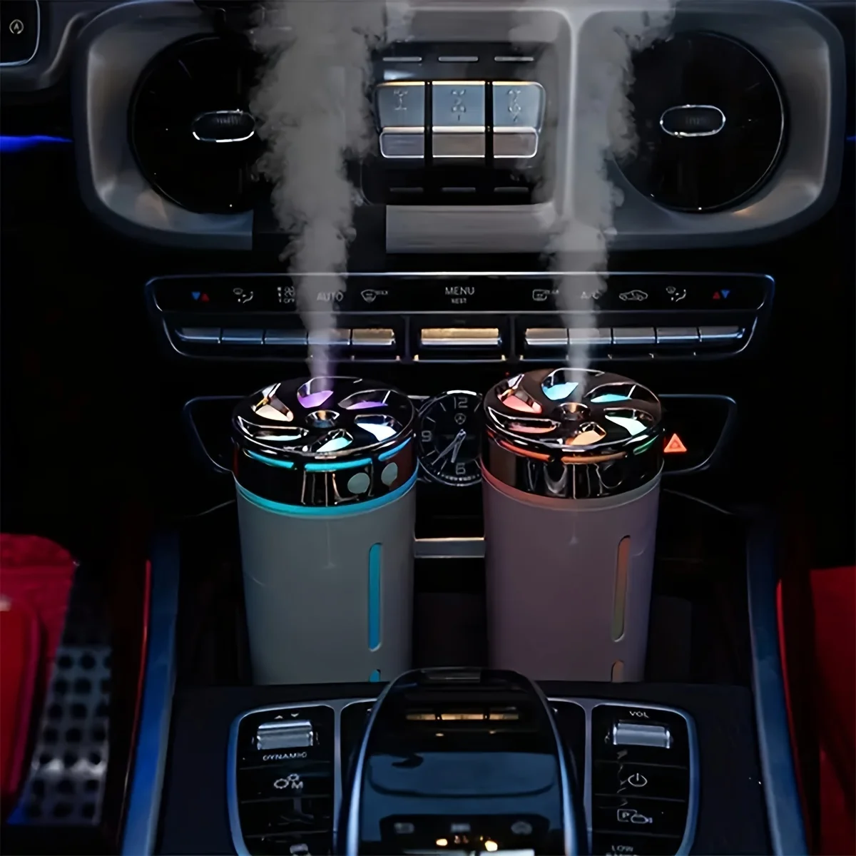 1 قطعة مرطب السيارة، منقي الهواء، الناشر التفتيت، نموذج شحن صغير لاسلكي، ضوء جو السيارة المحمول الصغير، تنقية الهواء