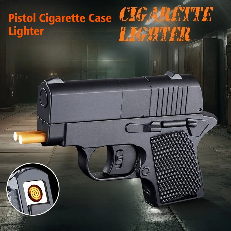 

New Plastic Toy Gun Lighter Cigarette Case Pistol Design Tungsten Wire Smoke Windproof Cigarettes Lighters & Smoking Accessories
