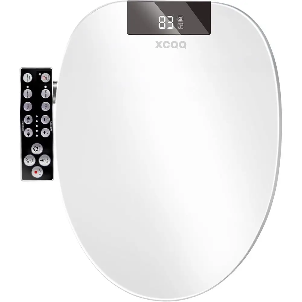 

Electric Heated Bidet Toilet Seat with Warm Water Wash, Warm Air Dryer, Sot Closed Lid, Night Light, LED Display, Toilet Seat wi