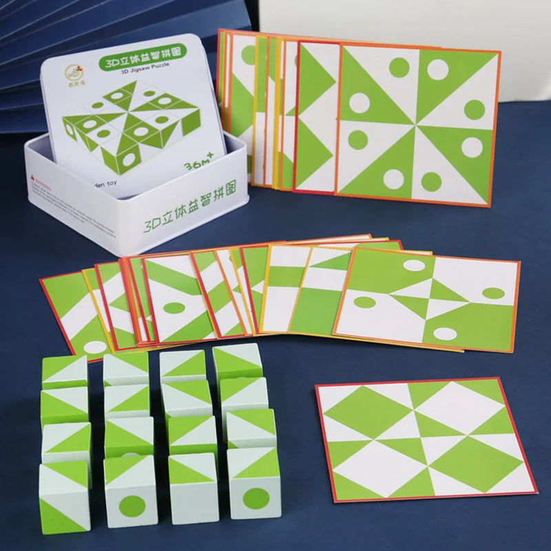 Jogo de quebra-cabeças 3d de madeira, forma geométrica, pensamento lógico, brinquedo educacional para crianças, aprendizagem precoce, presentes intelectuais para crianças