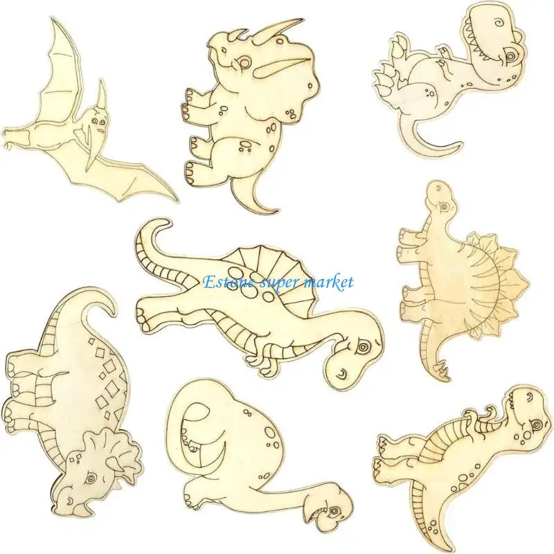 090B Đồ Chơi Trẻ Khủng Long Bằng Gỗ Đồ Chơi Thể Hiện Nghệ Thuật Bộ 8/16 Các Loại Phong Cách Truyền Cảm Hứng Sáng Tạo Thích
