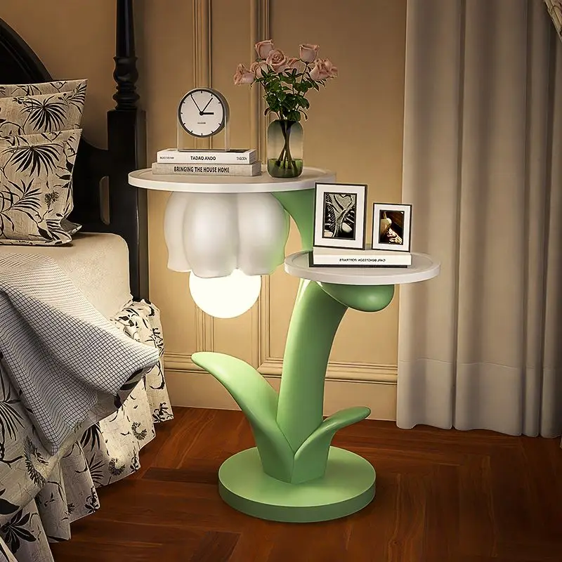 Creative cream wind bedside table, contrasting color bedroom storage cabinet, creative modern simple night light shelf