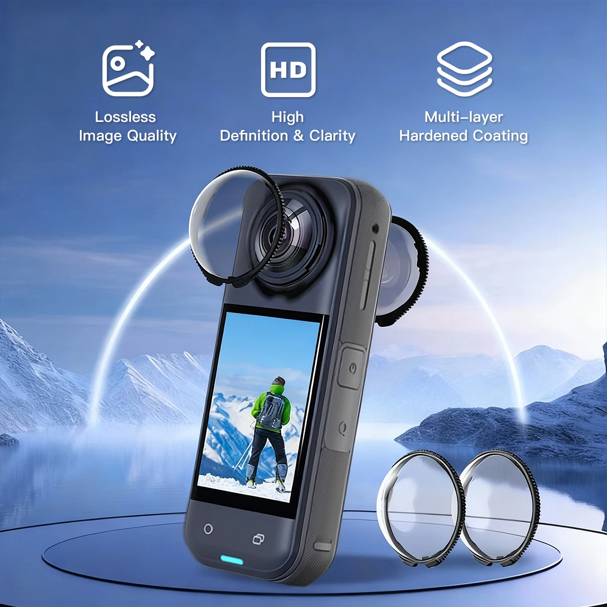 Dual Lens UV Filter for Insta360 ONE X5/X4/X3/X2，Scratch & Water Resistant，Easy Installation, Clear Protection