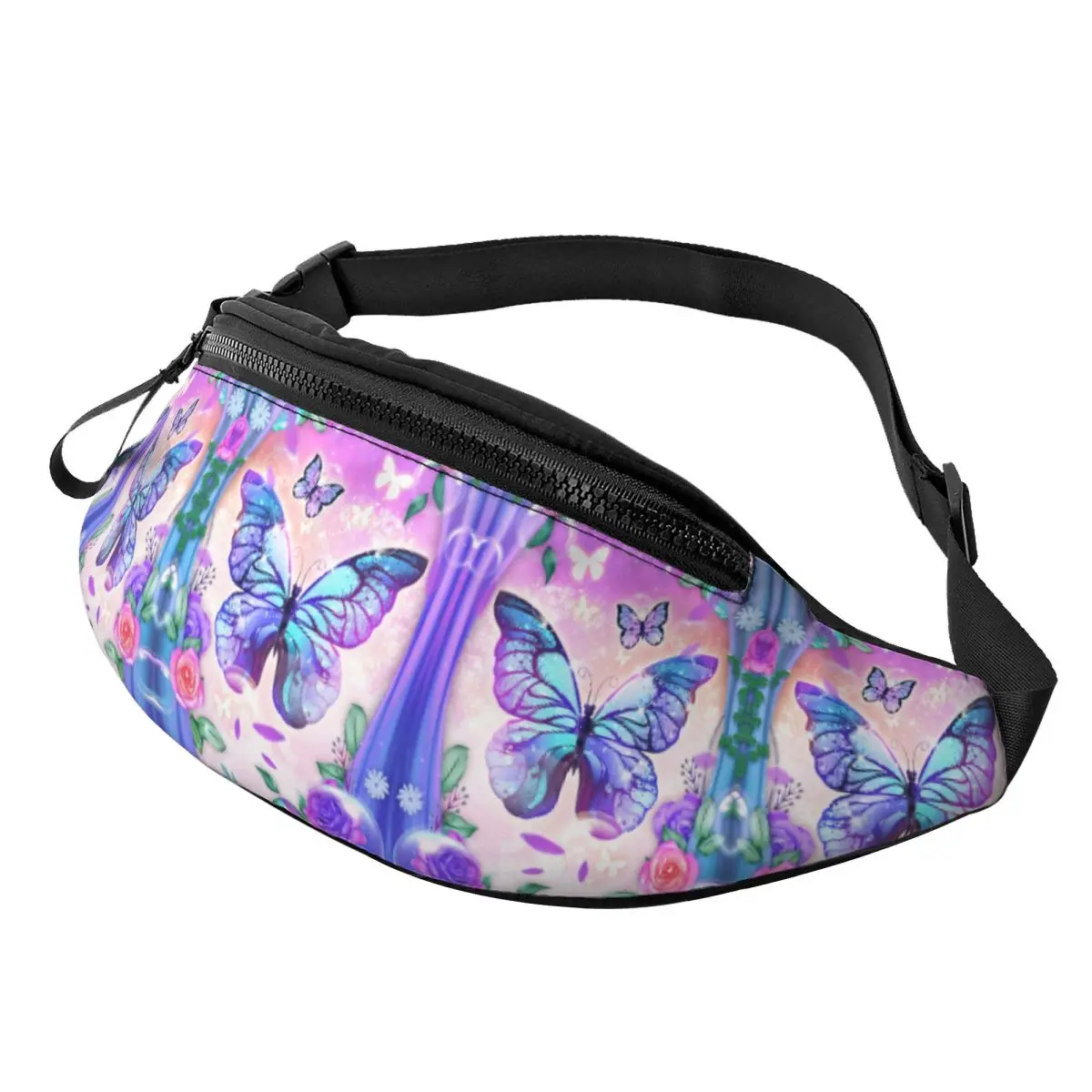Custom Colorful Butterfly Fanny Pack for Men Women Cool Crossbody Waist Bag Travel Hiking Phone Money Pouch