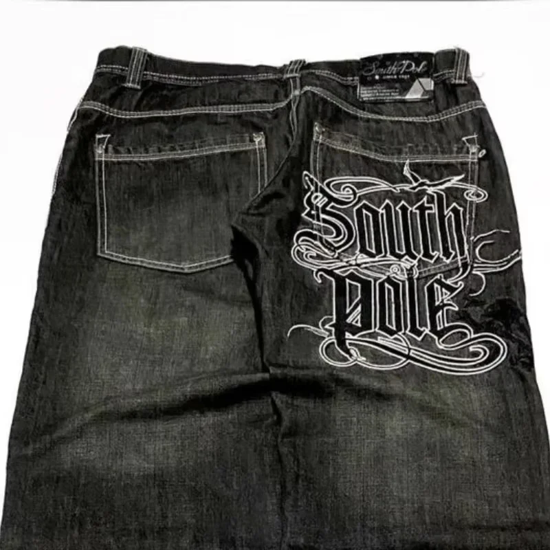Y2K Letter Embroidered Loose Jeans American Street Trend Men Harajuku New Hip Hop Oversized Wide-leg Pants Unisex Mopping Jeans view 2