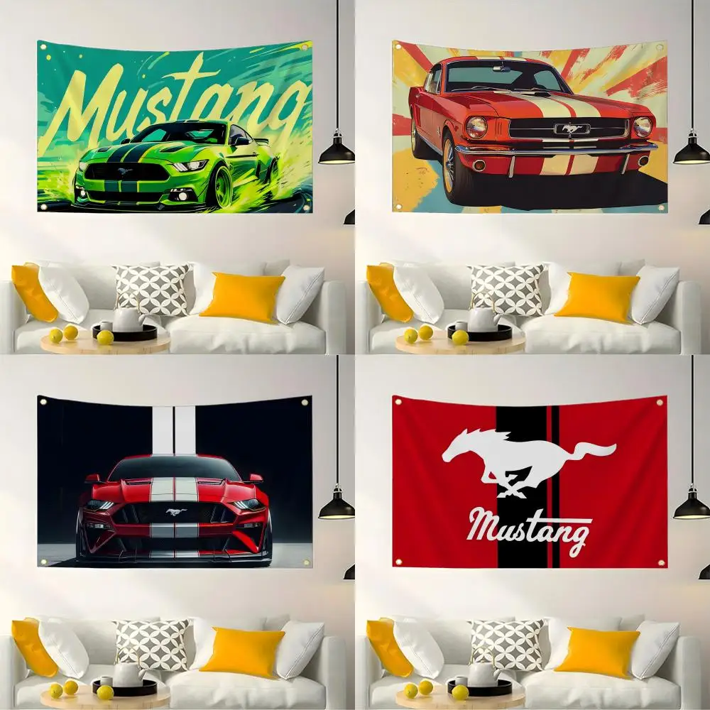 F-Ford Mustang Flags Indoor and outdoor decorative flags, custom furniture, wall and garden decorations