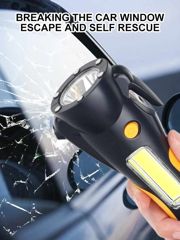 Multifunctional Portable Outdoor Small Flashlight Camping for Car Emergency Escape Tool with Safety Hammer and Harness Shear